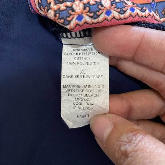 LDLA Tank Top Womens XL Sleeveless Chevron High Low Blue  Boho Indie Y2K Tribal - Picture 4 of 8